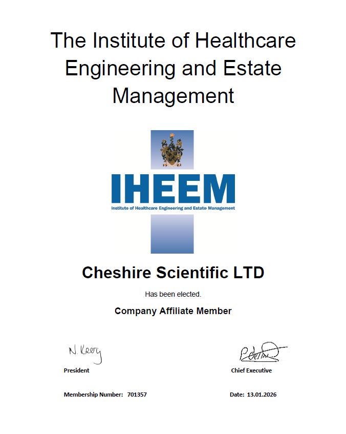 Cheshire Scientific IHEEM Certificate
